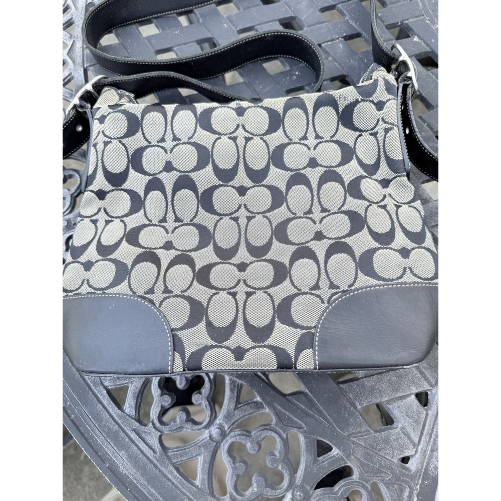 Coach 6347 Vintage Soho Black/Gray Leather and Signature C Canvas Crossbody Bag